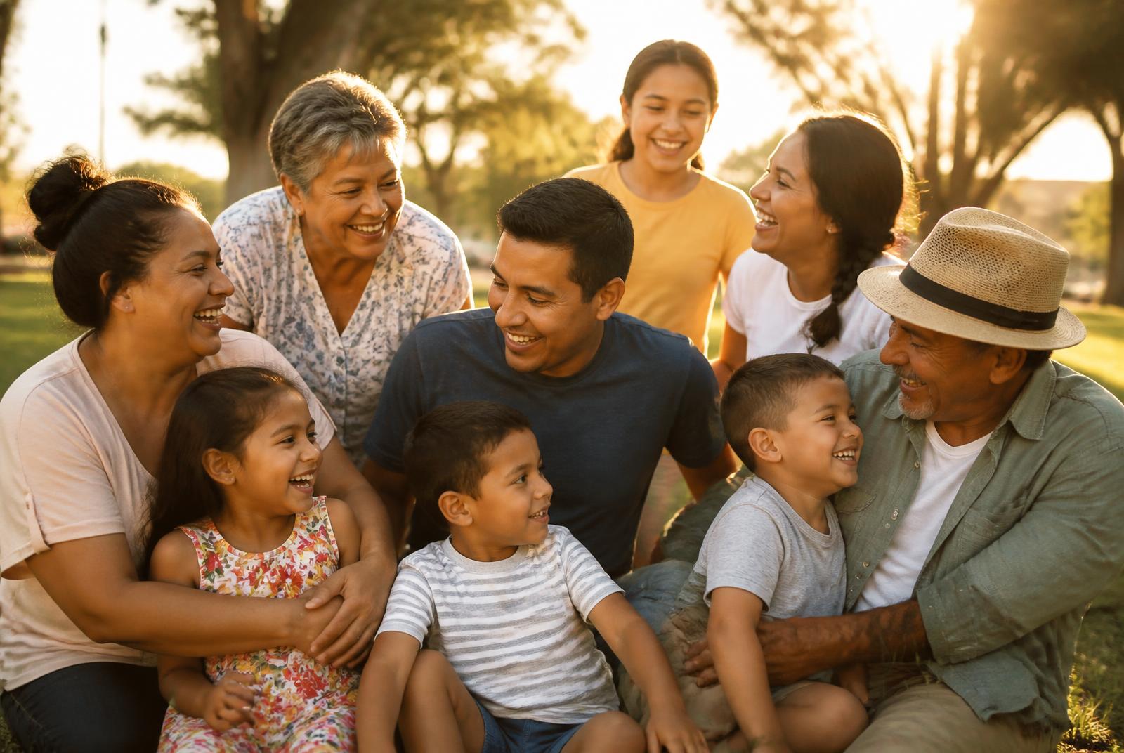 Families gathered together in community